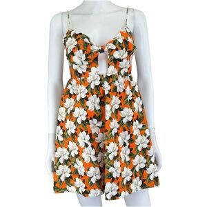 Alice & Olivia Orange Floral Mini Sundress Size 2